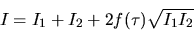 \begin{displaymath}I=I_1+I_2+2 f(\tau)\sqrt{I_1 I_2}\end{displaymath}