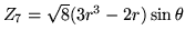 $Z_7= \sqrt{8} (3 r^3-2 r) \sin\theta$