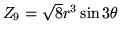 $Z_9=\sqrt{8} r^3 \sin 3\theta$