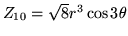 $Z_{10}=\sqrt{8} r^3 \cos 3\theta$
