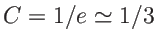 $ C=1/e\simeq 1/3$