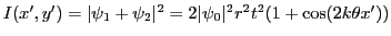 $ I(x',y')=\vert\psi_1+\psi_2\vert^2=2\vert\psi_0\vert^2r^2t^2 (1+\cos(2k\theta x'))$