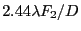 $ 2.44 \lambda F_2/D$