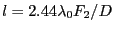 $ l= 2.44 \lambda_0 F_2/D$