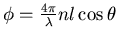 $\phi=\frac{4\pi}{\lambda} n l \cos\theta$