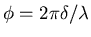 $\phi=2\pi\delta/\lambda$