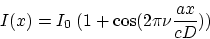 \begin{displaymath}
I(x)=I_0\; (1+\cos(2\pi\nu \frac{a x}{cD}))
\end{displaymath}