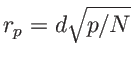 $r_p=d\sqrt{p/N}$