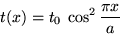 \begin{displaymath}t(x)=t_0 \: \cos^2 \frac{\pi x}{a}\end{displaymath}