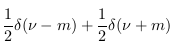 $\displaystyle \frac{1}{2}\delta(\nu-\frac{1}{2\pi})+\frac{1}{2}\delta(\nu+\frac{1}{2\pi})$