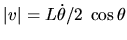 $\vert v\vert=L \dot{\theta}/2 \; \cos\theta$