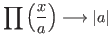 $ \displaystyle \prod\left(\frac x a\right) \longrightarrow \vert a\vert$