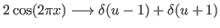 $ 2\cos(2\pi x) \longrightarrow \delta(u-1)+\delta(u+1)$