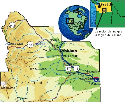 Carte situant la région de Yakima